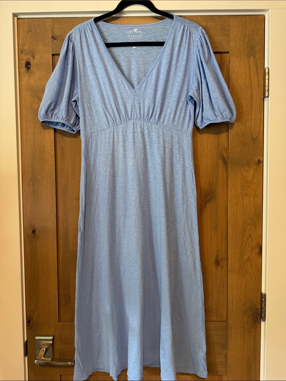 Velvet By Graham and Spencer Blue Vintage Slub Midi Dress Womens XS Cotton USA